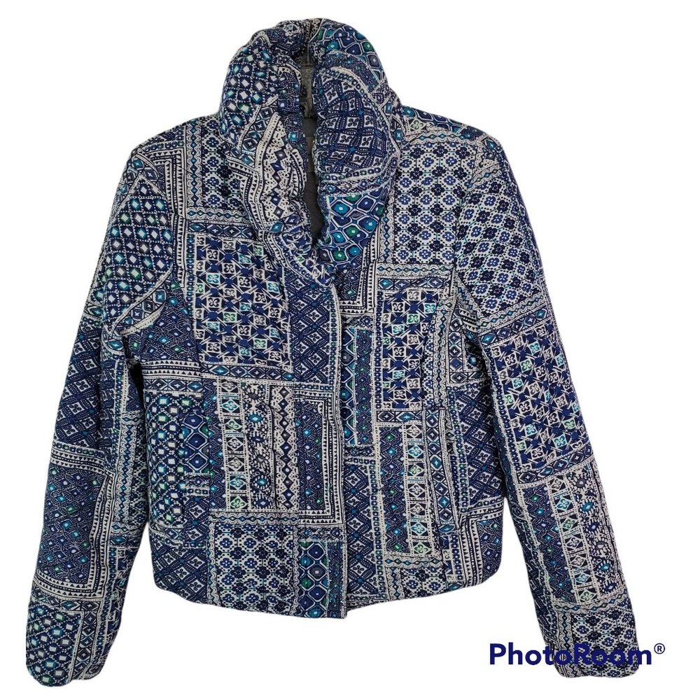 Anthropologie Blue Patterned Jacket